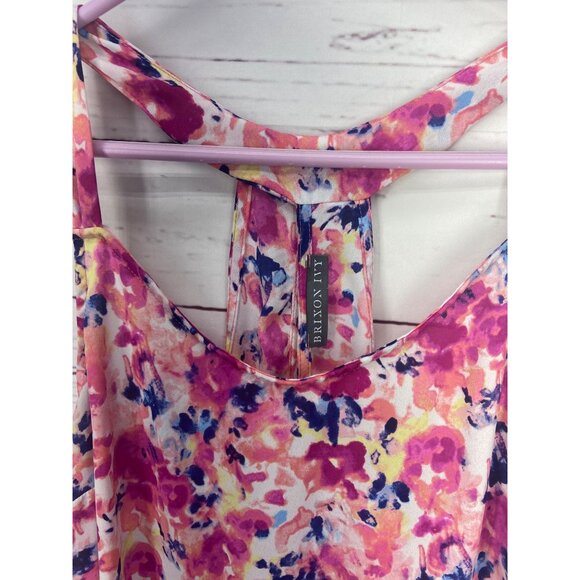 Brixon Ivy Pink Blue Floral Print Size Medium Tank Top - Picture 4 of 6